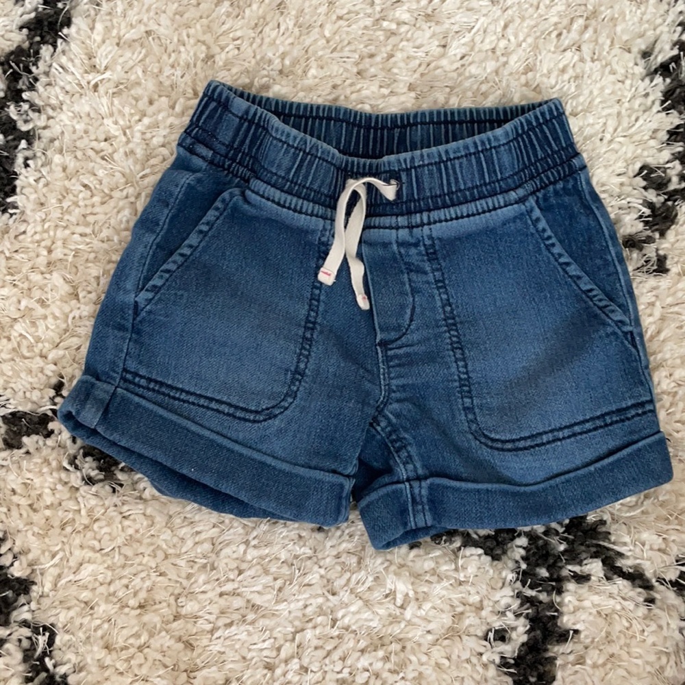 Girls stretchy cotton extra comfy jean shorts elastic waist
